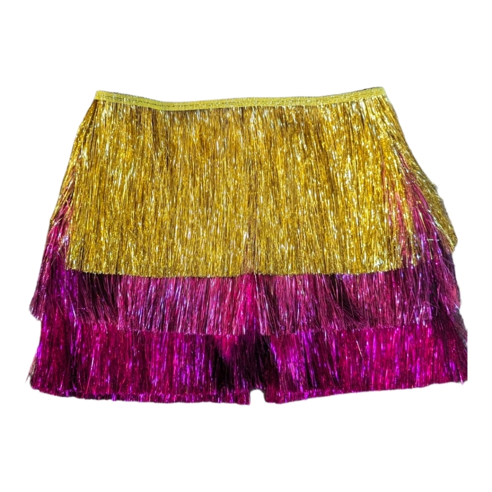 Nasty Gal Color Block Tinsel Fringe Shorts - Picture 7 of 7